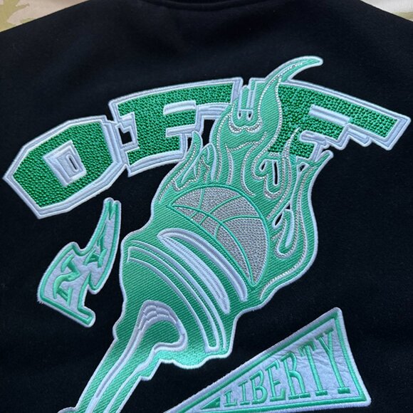 Crocodile Wool Leather Varsity Jacket - Picture 4 of 12